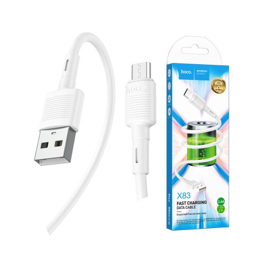 Cabo de Dados de Carregamento Rápido Hoco X83 USB para Micro 1M Branco